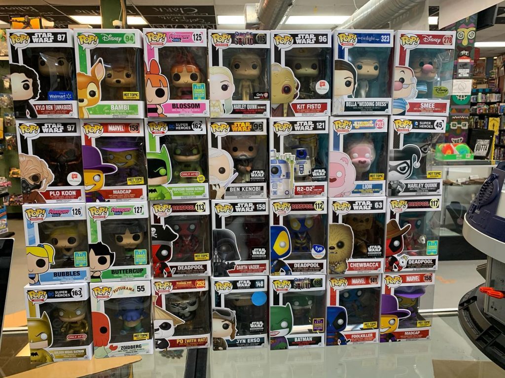 A collection of Funko Pop from The Nerd Mall in Woodbury NJ.