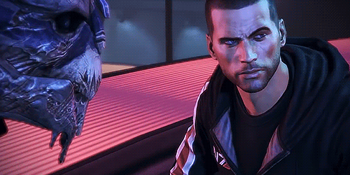 Commander Shepard from Mass Effect looking concerned.