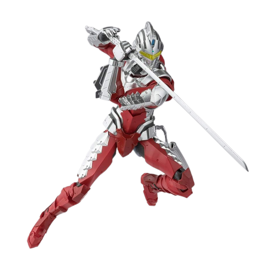 "A highly detailed S.H. Figuarts action figure of Ultraman Suit Ver. 7 from the Netflix animation series. The figure features dynamic articulation, a sword accessory, and intricate design elements, as featured on All Ages of Geek."