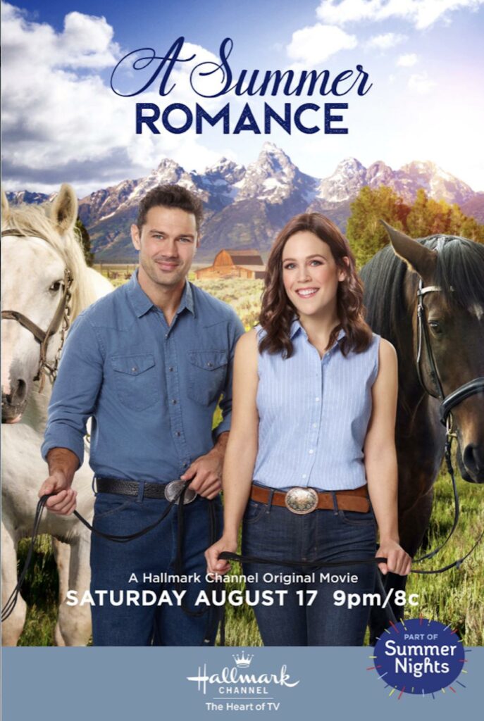"Erin Krakow and Ryan Paevey in a promotional image for Hallmark's Countdown to Summer movie 'A Summer Romance.'"