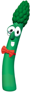 A vector image of Archibald Asparagus from VeggieTales.