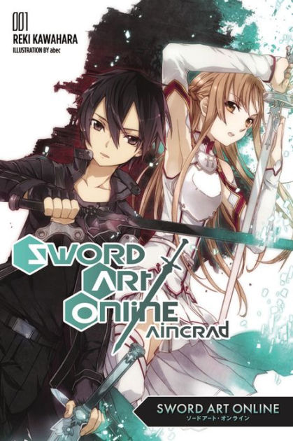 "Cover of 'Sword Art Online: Aincrad' Volume 1 by Reki Kawahara. The illustration features Kirito, a young man with black hair, and Asuna, a girl with long brown hair, both wielding swords in a fantasy setting with a shattered background. Used for the How to Write Your Own Light Novel? Article."