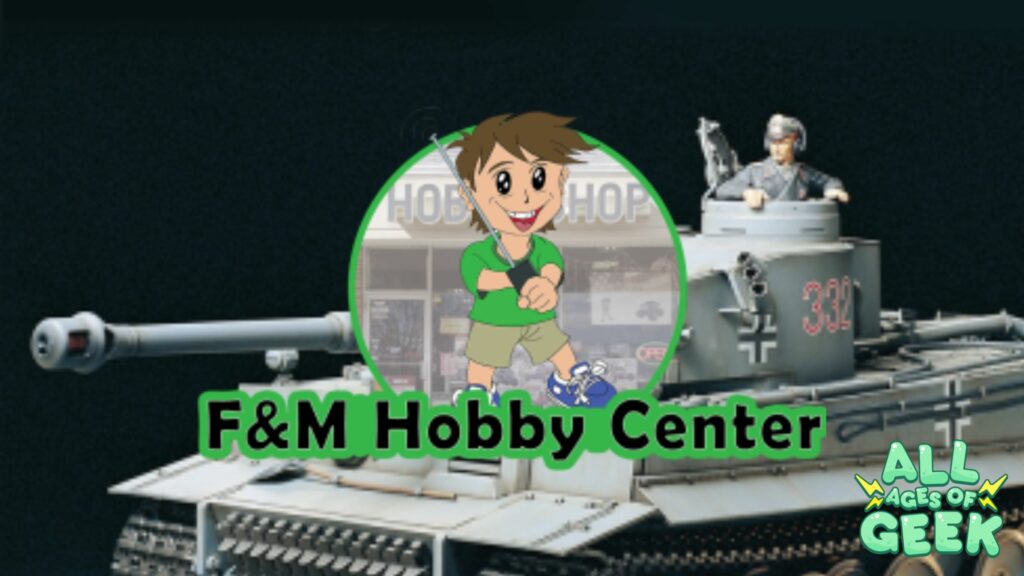 F&M Hobbies with all ages of geek logo