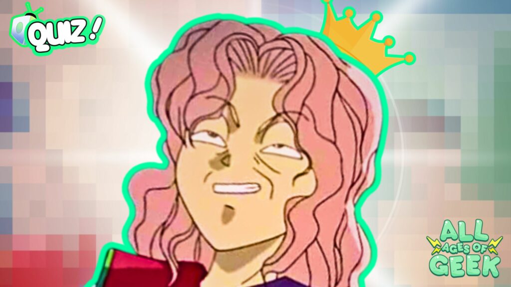 The image features Genkai from Yu Yu Hakusho, known for her no-nonsense attitude and immense spiritual power. Despite her small stature and age, she's a powerhouse and one of the most respected characters in the series. Genkai, with her iconic wavy pink hair and stern expression, is often a mentor to Yusuke, pushing him to his limits with her tough training and wisdom. Her character embodies strength, resilience, and a fierce dedication to protecting those she cares about. This image captures her in a humorous and slightly exaggerated way, showcasing her unique personality that fans of the series know and love.