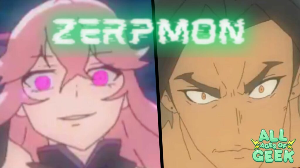 Image with two anime characters in Pokemon style for the Zerpmon XRP Project and the All Ages of Geek logo in the right hand corner.