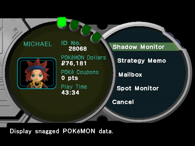 Pokemon XD PokeDollars game screenshot.