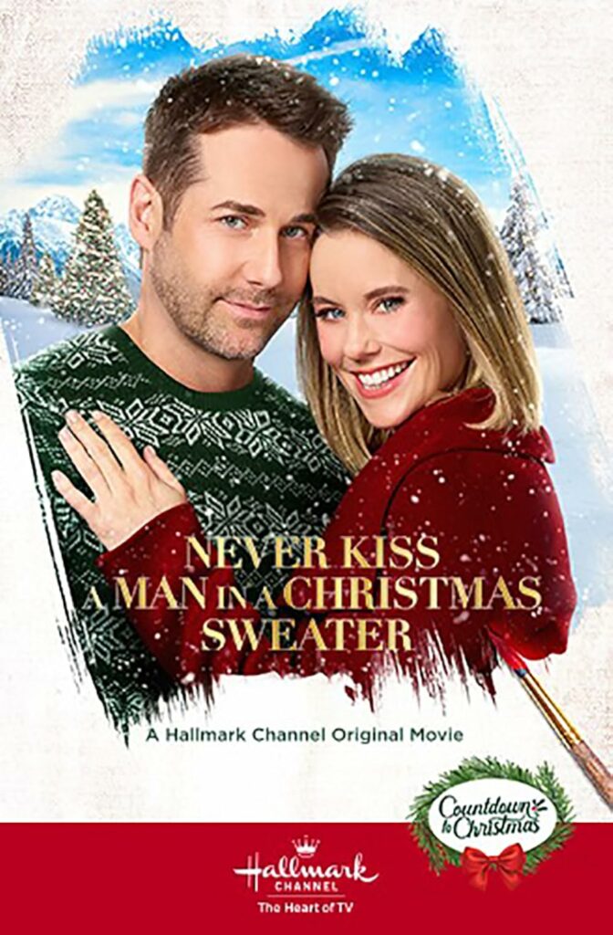 Never Kiss a Man in Christmas Sweater Hallmark Movie Poster.