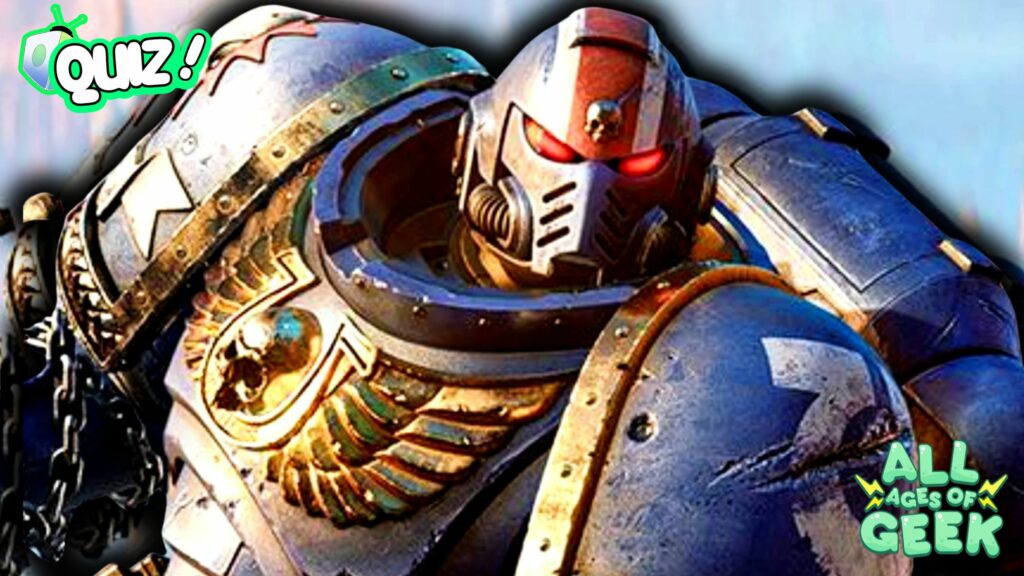 A thumbnail image for the Which Warhammer Faction Are You Quiz on All Ages of Geek. This features a Warhammer Space Marine with the All Ages of Geek logo on the righthand lower side indicating All Ages of Geek is the publication.