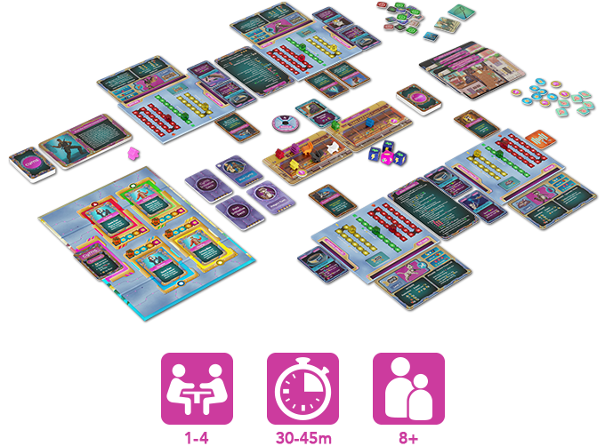 Cyber Pet Quest unboxing and what you get, dice, cards, board, player miniatures and more. From Dead Alive Games.