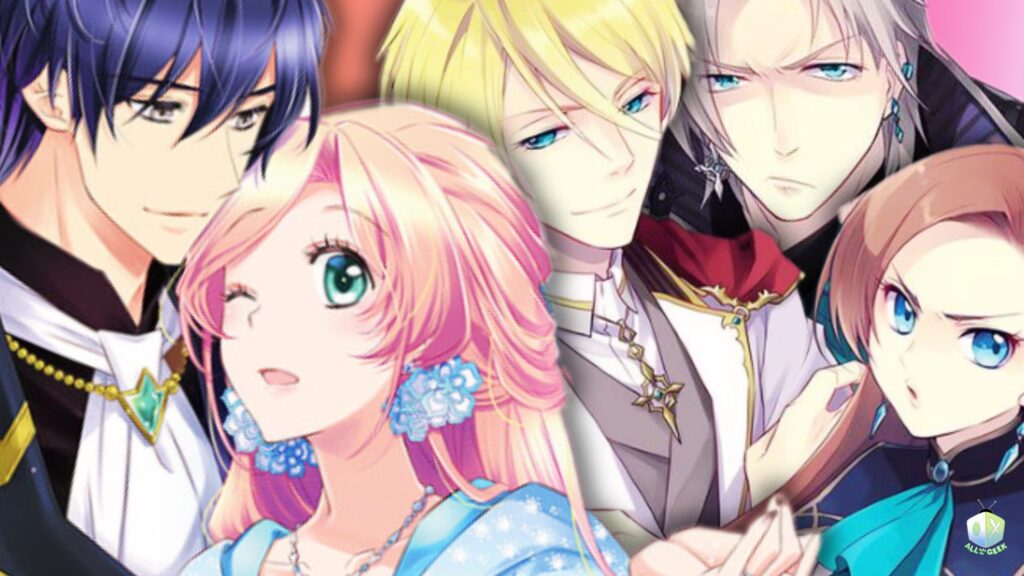 Collage of colorful anime-style characters from comedy light novels, including cheerful girls and handsome princes, showcasing romantic and comedic expressions.