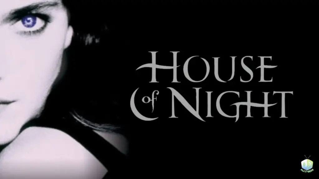 House of Night series cover art featuring a close-up of a girl with a glowing violet eye and the gothic-style logo on a dark background, representing P.C. Cast and Kristin Cast’s YA vampire series.
