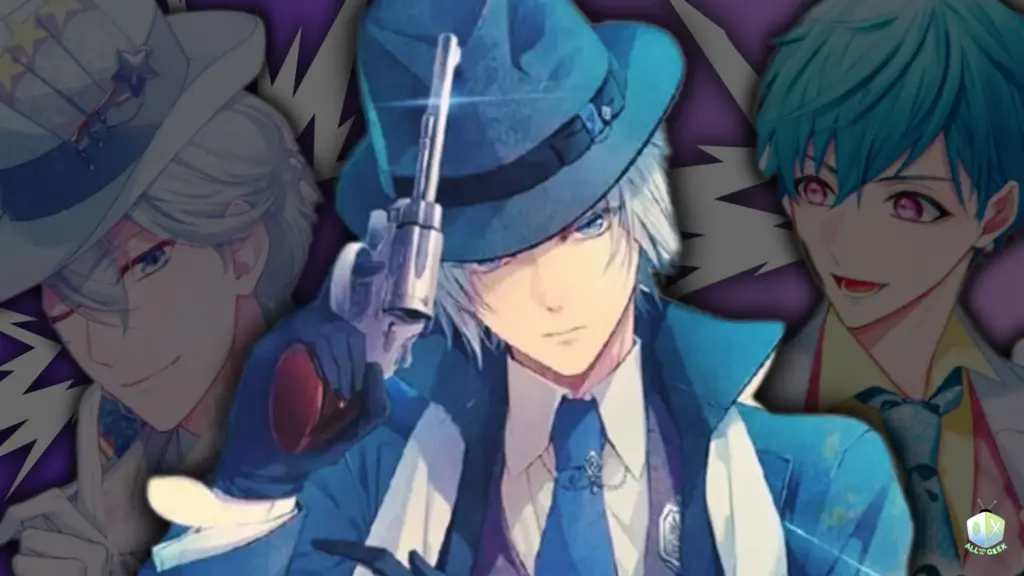 Romance otome fix image featuring stylish male characters from Nintendo Switch games like Genso Manège and Piofiore: Fated Memories, showcasing cool blue tones and elegant anime artwork.